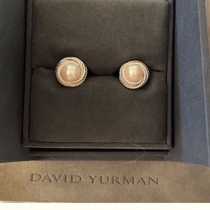 Pearl and diamond earrings set in sterling silver